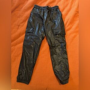 ZARA high waisted faux leather jogger